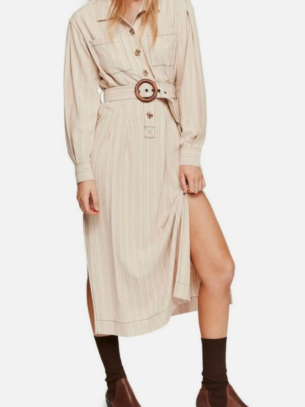 FREE PEOPLE Audrey Stripe Midi Shirtdress Dress XS